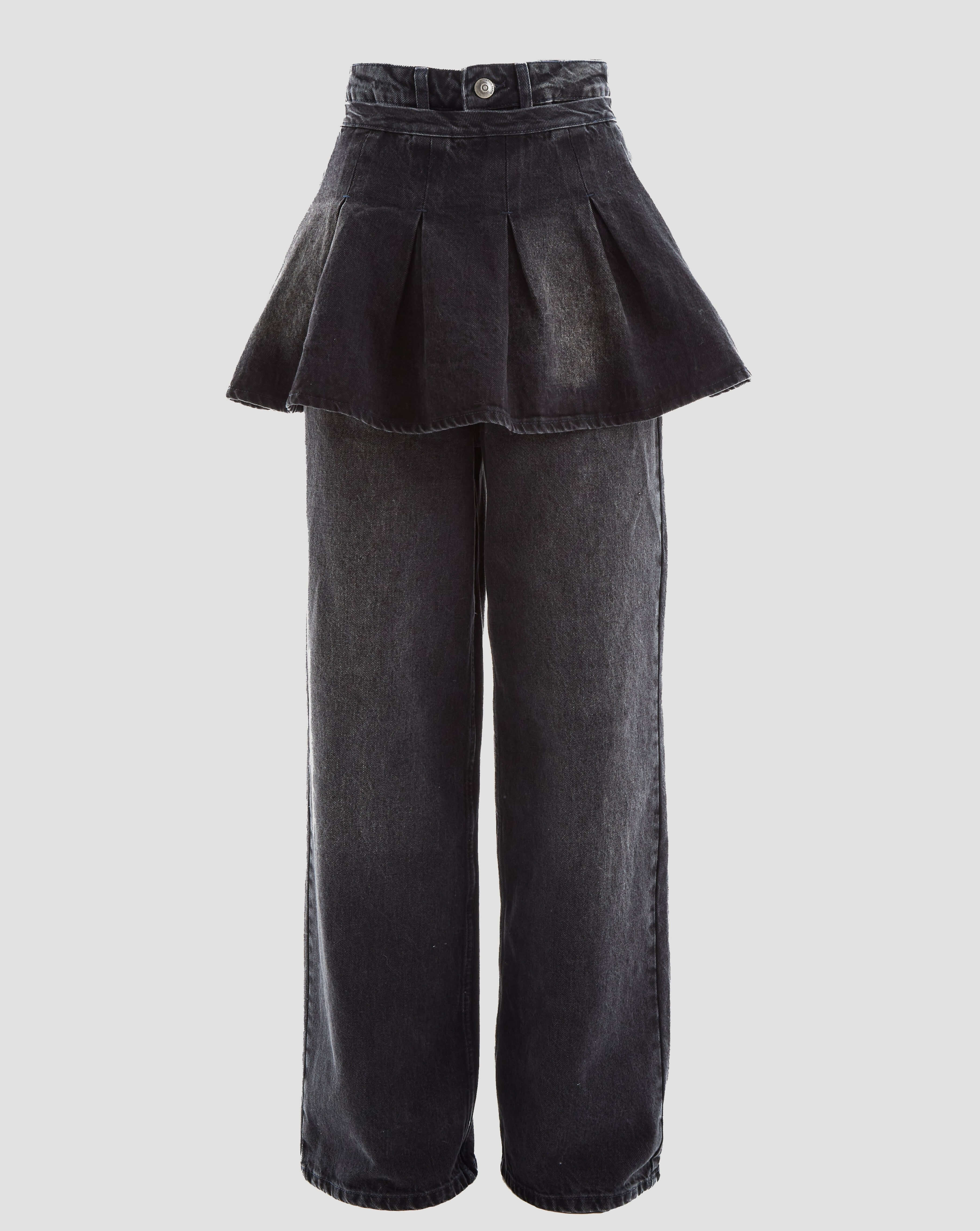 Daybreaker Co-Ord Denim Pleated Mini Skirt in Dark Grey Wash